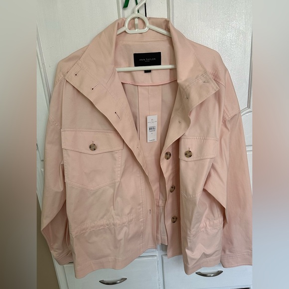 Ann Taylor Factory Jackets & Blazers - Ann Taylor Factory - baby pink combat style cotton jacket XL NWT